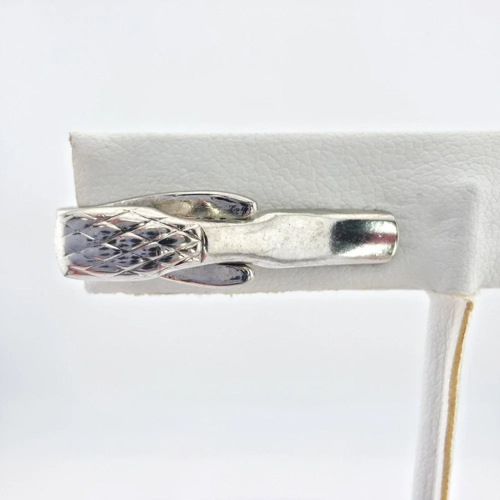 Vintage Tie Clip Tie Clip Tie Clasp Scrollwork Art Deco Textured Silver Tone